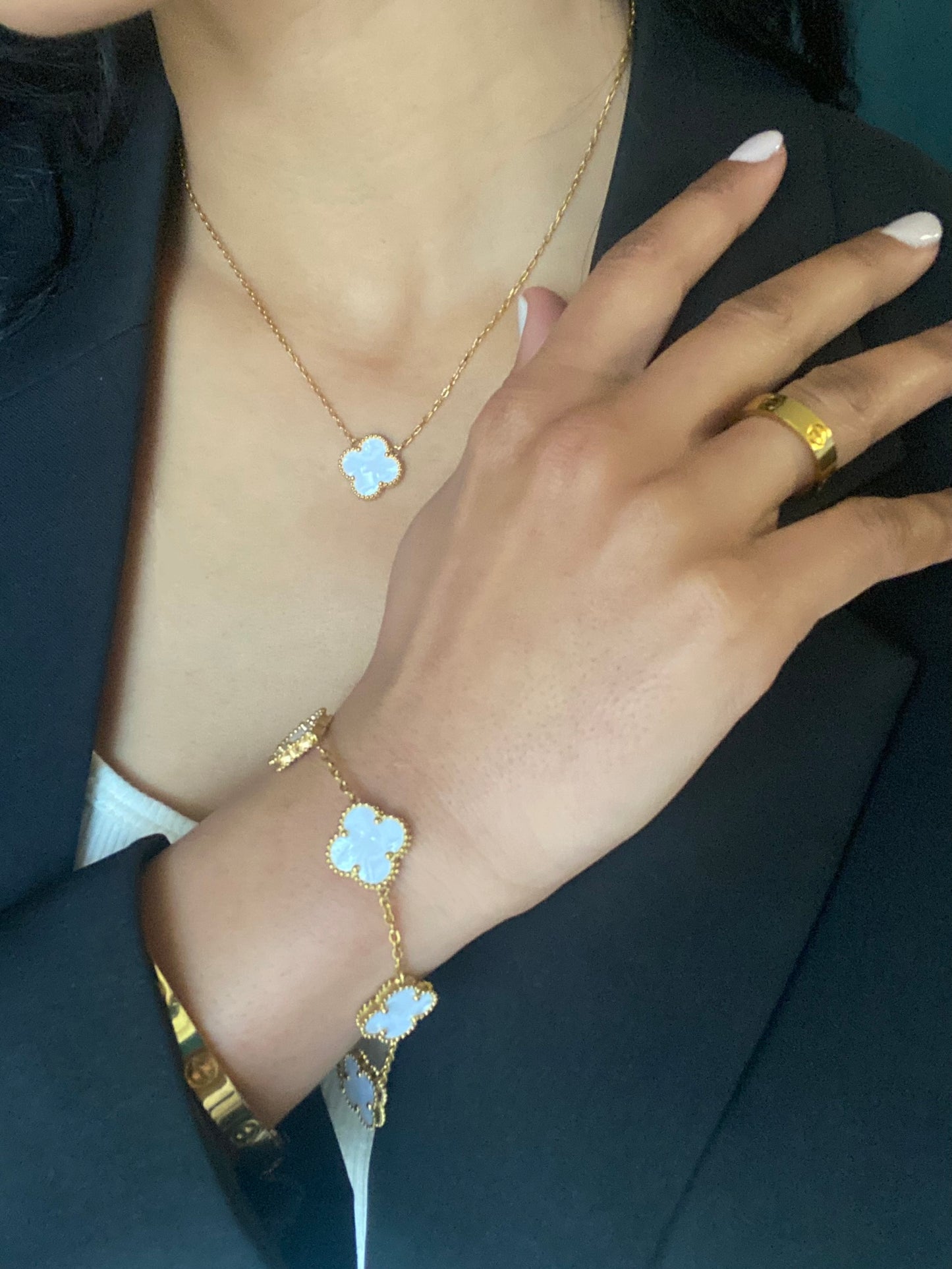 Collier LOUNA Or blanc nacré