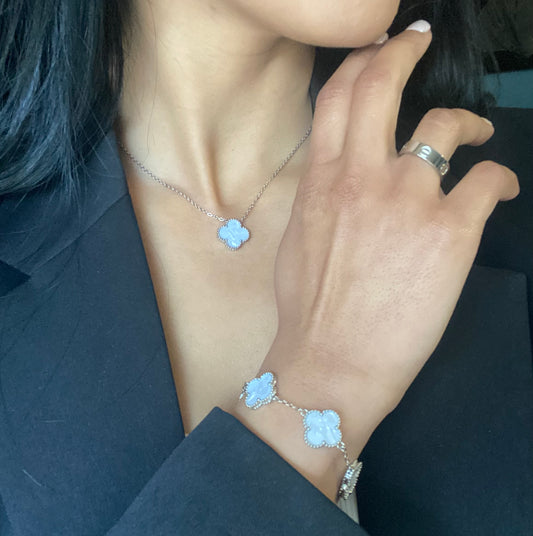 Collier AURA Argent blanc nacré